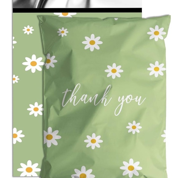25 count 14.5x19 Floral Thank You Shipping Bags - Green - Picture 1 of 1